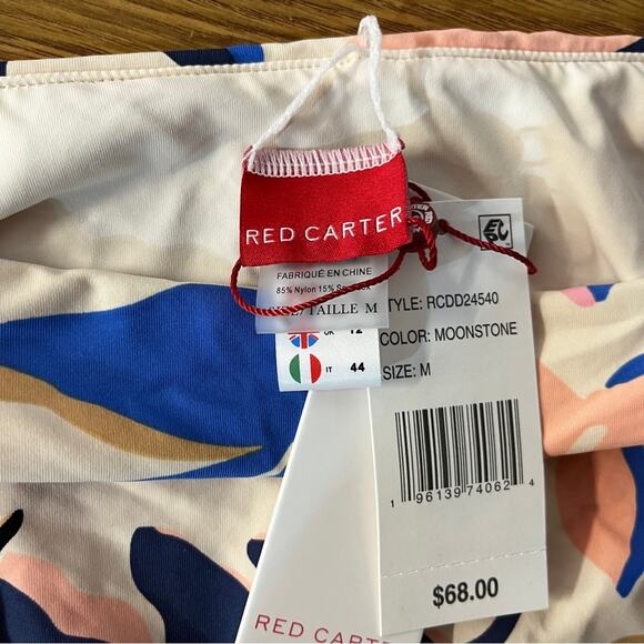 Red Carter Tropical Leaf Print High Rise Bikini bottoms moonstone - M - Picture 9 of 9